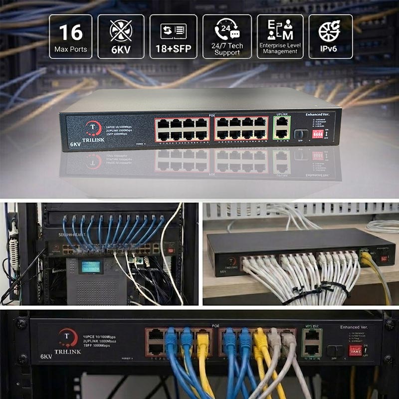 TRILINK TL-SW16P-2U1S - 16-Port AI-Enhanced PoE Switch - Image 3