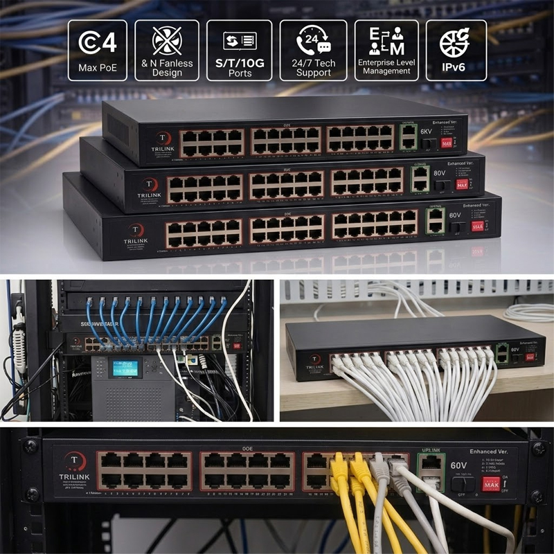 TRILINK TL-SW24P-2U1S - 24-Port PoE Network Switch - Image 3